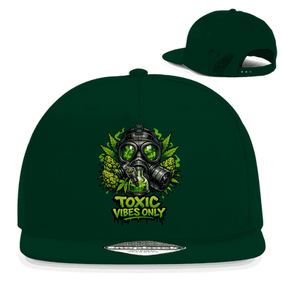 Division420 Snapback Rapper Cap Toxic Vibes Only aus Baumwoll-Twill mit flachem Schirm und Retro-Snapback-Verschluss