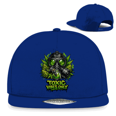 Division420 Snapback Rapper Cap Toxic Vibes Only aus Baumwoll-Twill mit flachem Schirm und Retro-Snapback-Verschluss