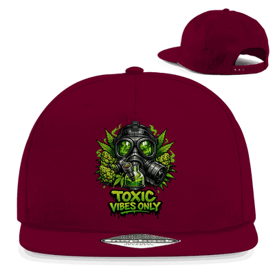 Division420 Snapback Rapper Cap Toxic Vibes Only aus Baumwoll-Twill mit flachem Schirm und Retro-Snapbackverschluss