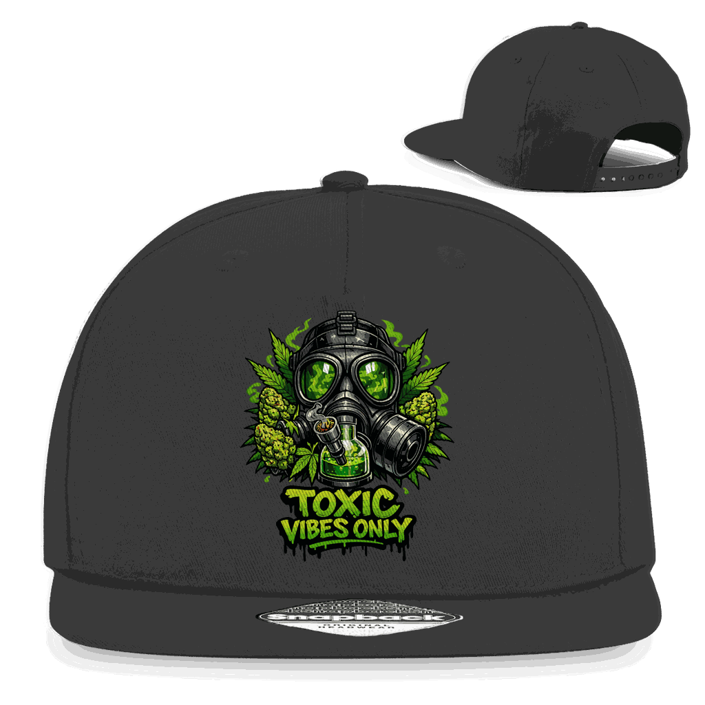 Division420 Snapback Rapper Cap Toxic Vibes Only 5-Panel Baumwoll-Twill mit flachem Schirm und Retro Snapbackverschluss