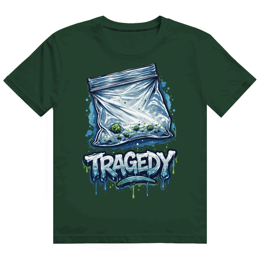 Division420 Heavy Cotton T-Shirt Tragedy in weiß mit langlebigem Rippkragen und modernem Tubular Fit