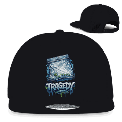 Division420 Snapback Rapper Cap Tragedy aus Baumwoll-Twill mit flachem Schirm und Retro Snapback-Verschluss