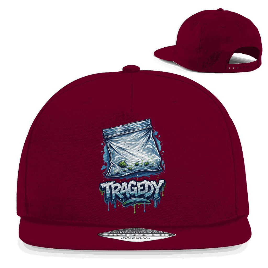 Division420 Snapback Rapper Cap Tragedy aus Baumwoll-Twill mit flachem Schirm und Retro Verschluss