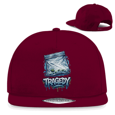 Division420 Snapback Rapper Cap Tragedy aus Baumwoll-Twill mit flachem Schirm und Retro Verschluss