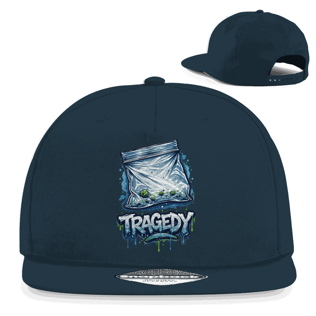 Division420 Snapback Rapper Cap Tragedy aus Baumwoll-Twill mit flachem Schirm und Retro Snapback-Verschluss