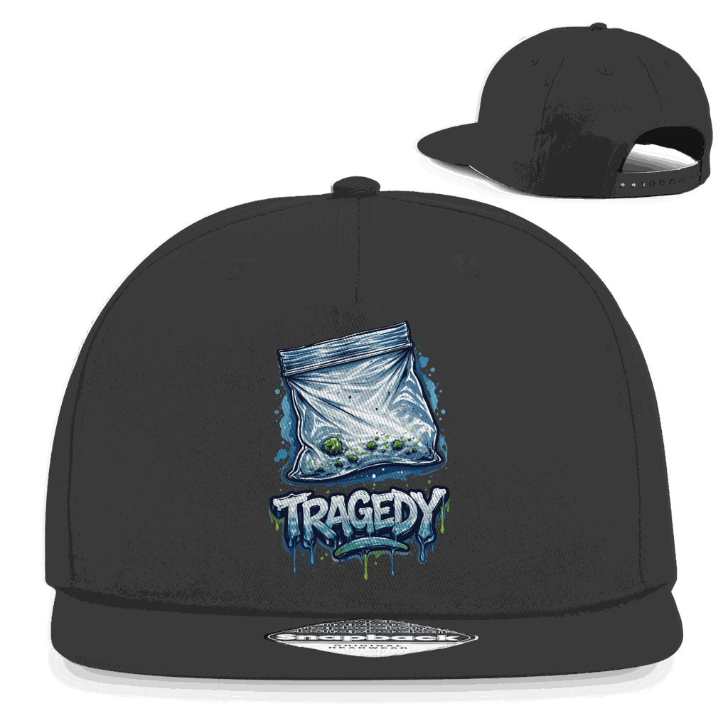 Schwarze Snapback Rapper Cap Tragedy von Division420 mit flachem Schirm und Retro-Snapback-Verschluss
