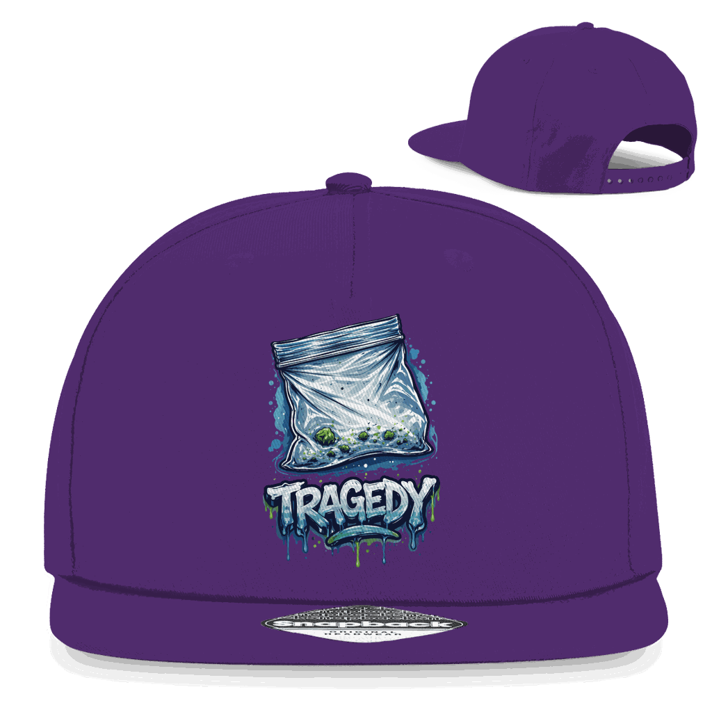 Division420 Snapback Rapper Cap Tragedy in Schwarz aus Baumwoll-Twill mit flachem Schirm und Retro-Snapbackverschluss