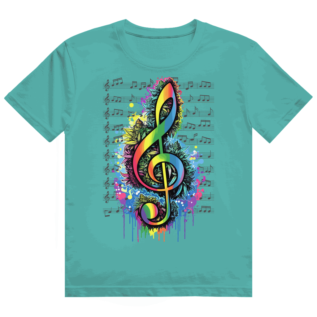 Heavy Cotton T-Shirt von Division420 mit Weed und Musik Print, 100% Baumwolle, nachhaltiger Streetstyle