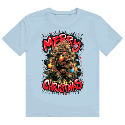 Division420 Heavy Cotton T-Shirt mit Weed Weihnachtsbaum-Motiv und nachhaltiger Bio-Baumwolle