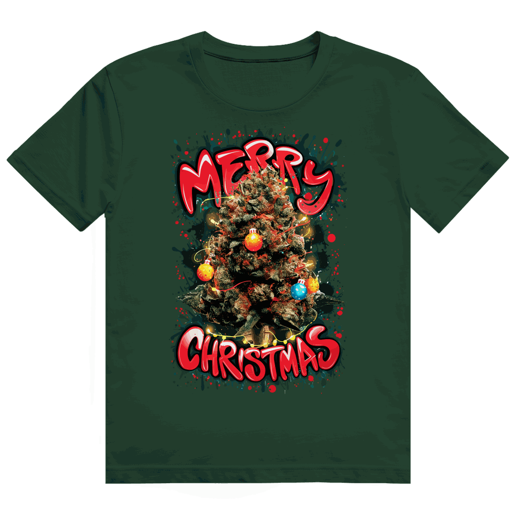 Division420 Heavy Cotton T-Shirt mit Weed Weihnachtsbaum-Motiv und nachhaltiger Baumwolle