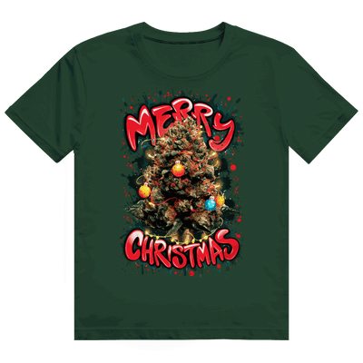 Division420 Heavy Cotton T-Shirt mit Weed Weihnachtsbaum-Motiv und nachhaltiger Baumwolle