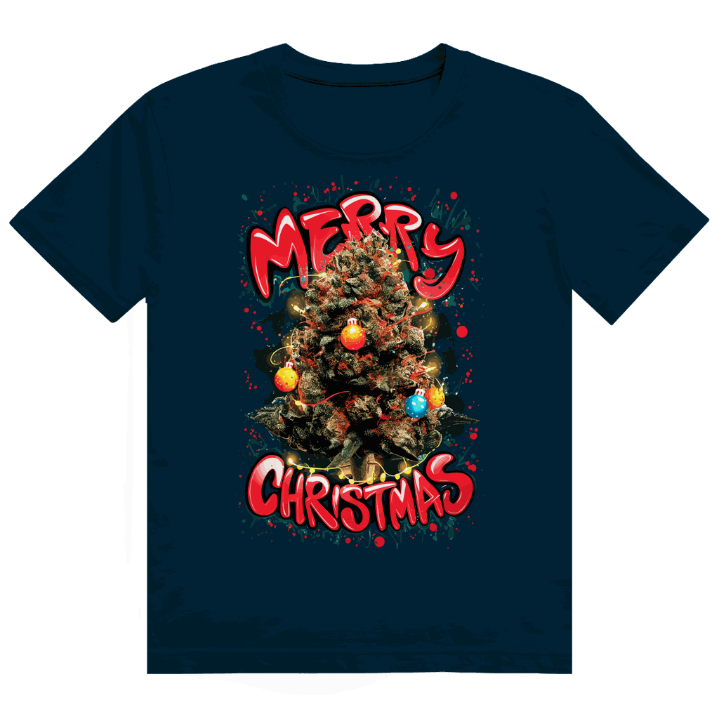 Heavy Cotton T-Shirt mit Weed Weihnachtsbaum Design von Division420 in hochwertiger Baumwolle