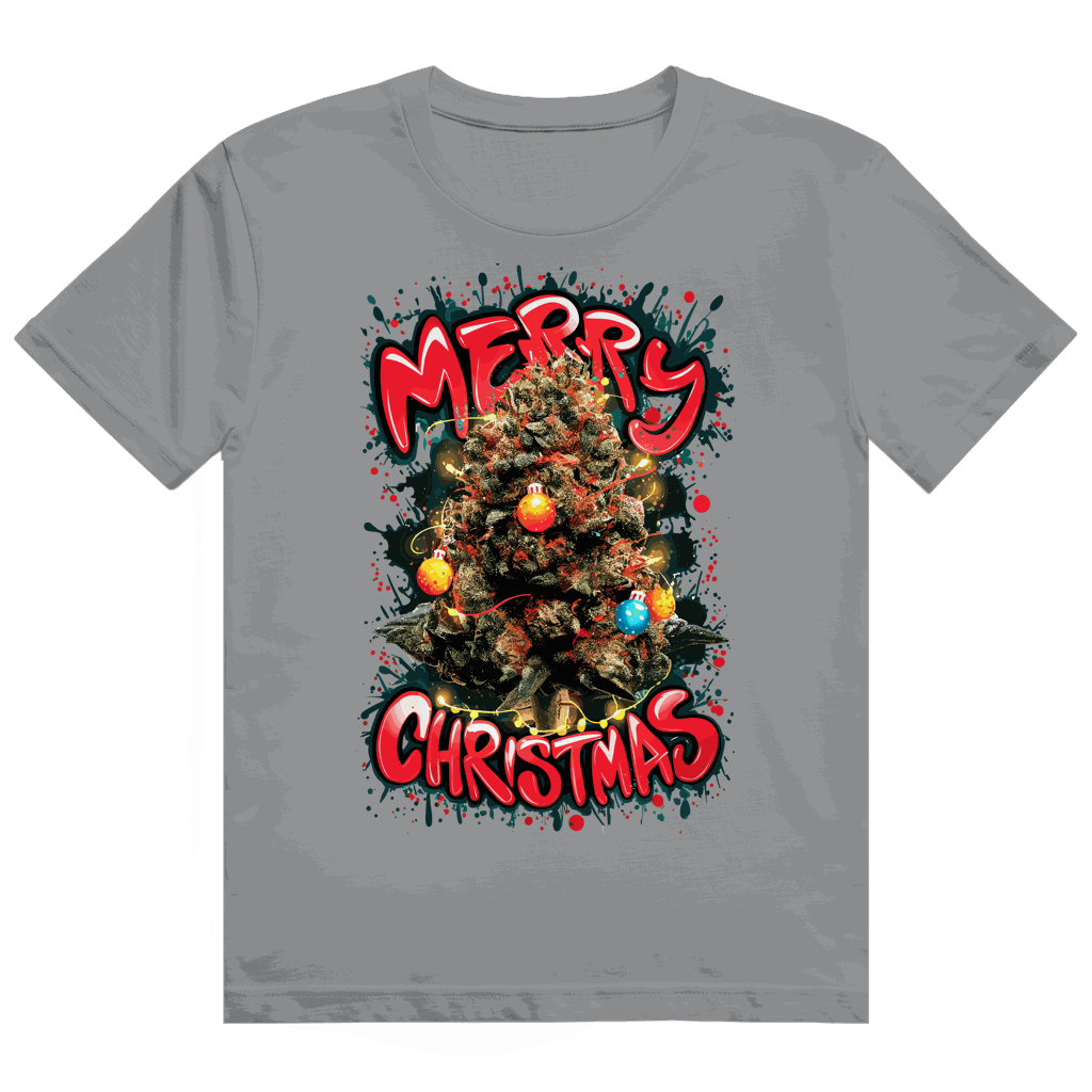 Division420 Heavy Cotton T-Shirt mit Weed Weihnachtsbaum Motiv und nachhaltiger Baumwolle