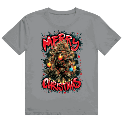 Division420 Heavy Cotton T-Shirt mit Weed Weihnachtsbaum Motiv und nachhaltiger Baumwolle
