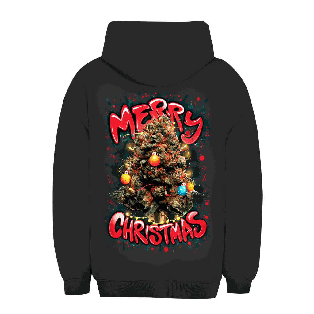 Unisex Oversize Hoodie von Division420 mit Weed Weihnachtsbaum Design, urbaner Stil, Baumwollmischung, nachhaltige Produktion