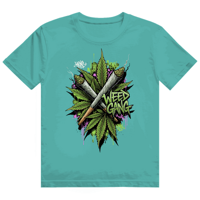 Division420 Heavy Cotton T-Shirt Weed Gang aus 100% nachhaltiger Baumwolle mit modernem Tubular Fit und robustem Rippkragen