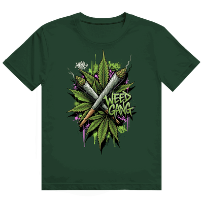 Division420 Heavy Cotton T-Shirt Weed Gang aus 100% Baumwolle mit stabilem Rippkragen und unisex Tubular Fit