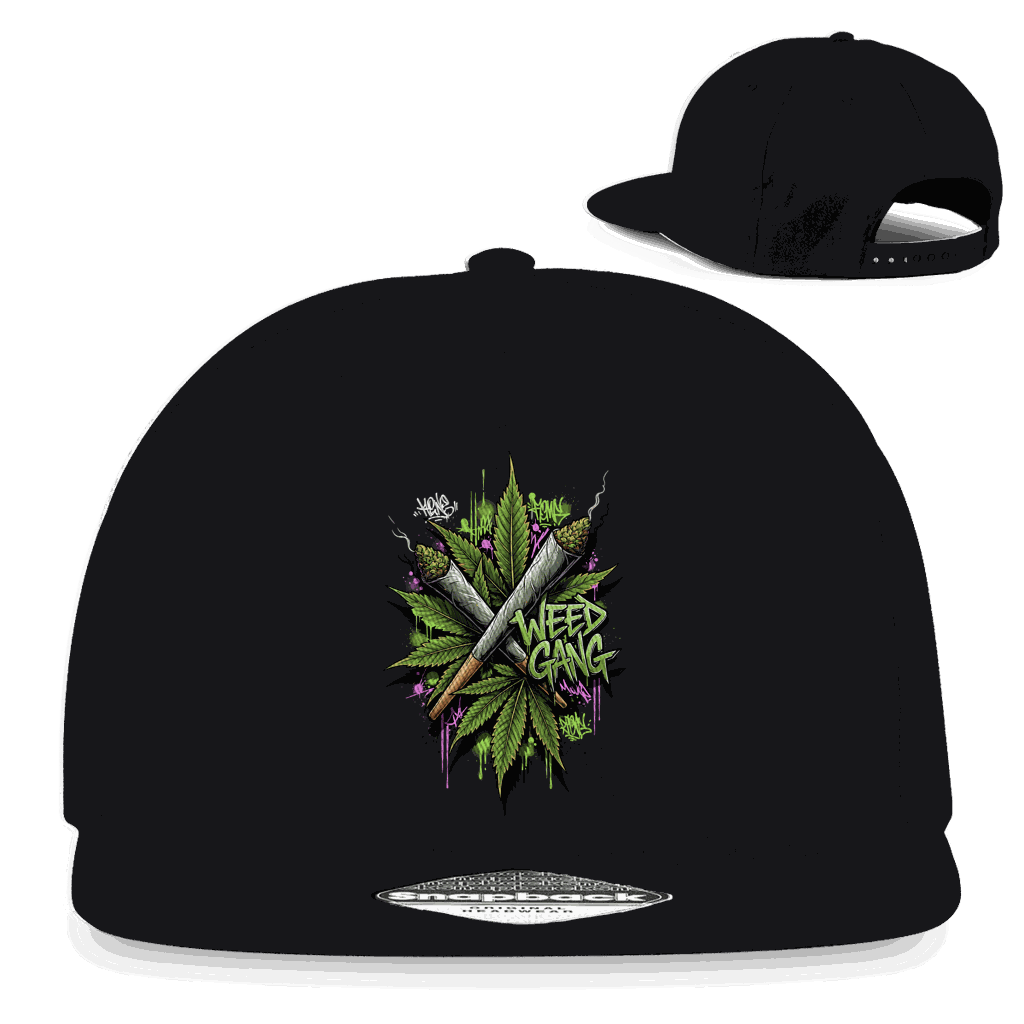 Division420 Snapback Cap Weed Gang aus Baumwoll-Twill mit flachem Schirm und Retro-Verschluss