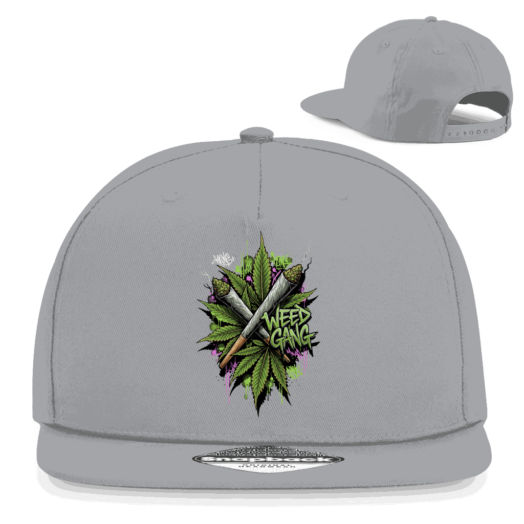 Division420 Snapback Cap Weed Gang mit 5-Panel Design und flachem Schirm in 100% Baumwoll-Twill