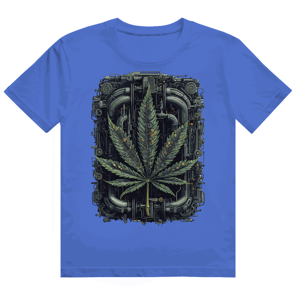 Division420 Heavy Cotton T-Shirt mit Weed Leaf Cyber Art Motiv und nachhaltiger Baumwolle
