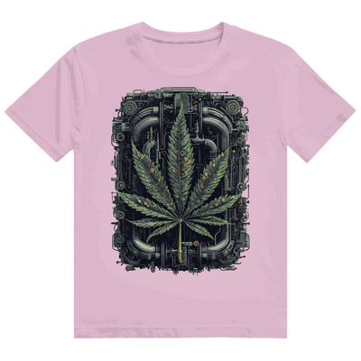 Division420 Heavy Cotton T-Shirt mit Weed Leaf Cyber Art Design und modernem Tubular Fit