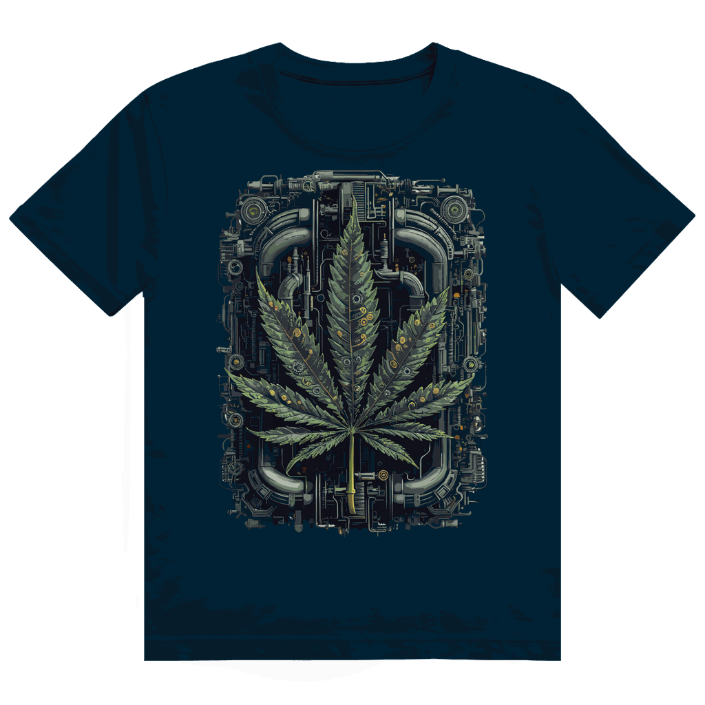 Heavy Cotton T-Shirt mit Weed Leaf Cyber Art und nachhaltiger Baumwolle von Division420
