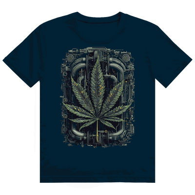 Heavy Cotton T-Shirt mit Weed Leaf Cyber Art und nachhaltiger Baumwolle von Division420