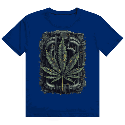Heavy Cotton T-Shirt mit Cannabisblatt-Cyberdesign von Division420 in hochwertiger, nachhaltiger Baumwolle