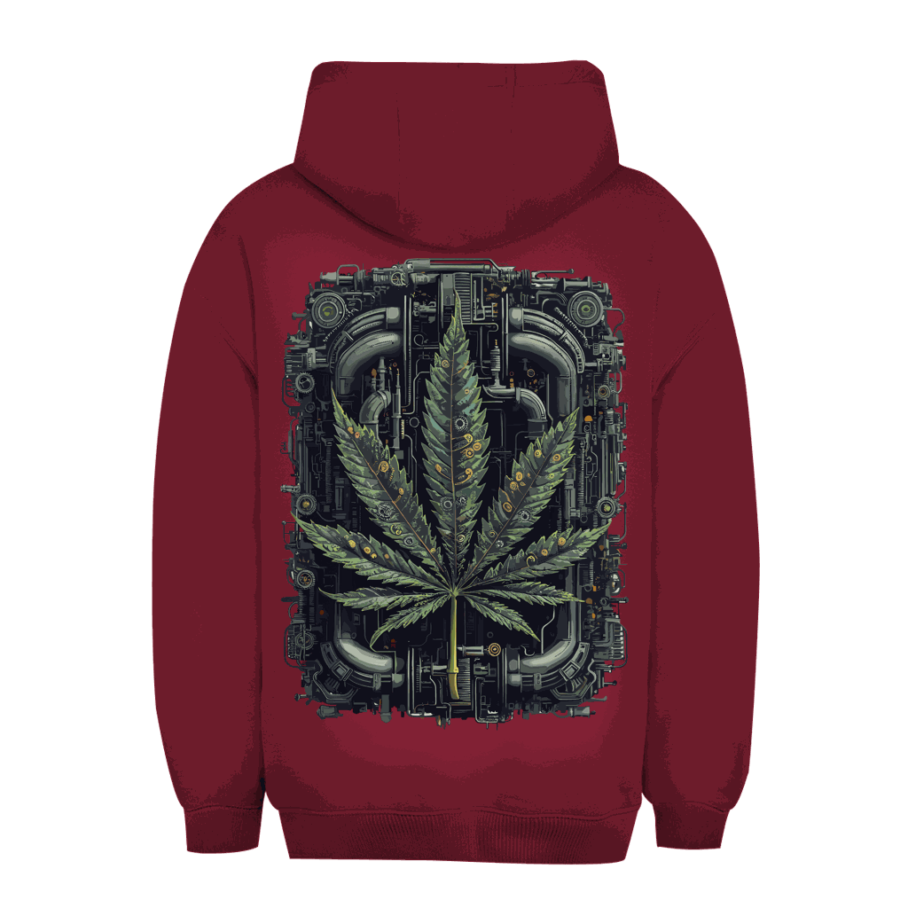 Unisex Oversize Hoodie mit Weed Leaf Cyber Art Design von Division420 in urbanem Stil