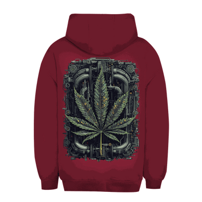 Unisex Oversize Hoodie mit Weed Leaf Cyber Art Design von Division420 in urbanem Stil