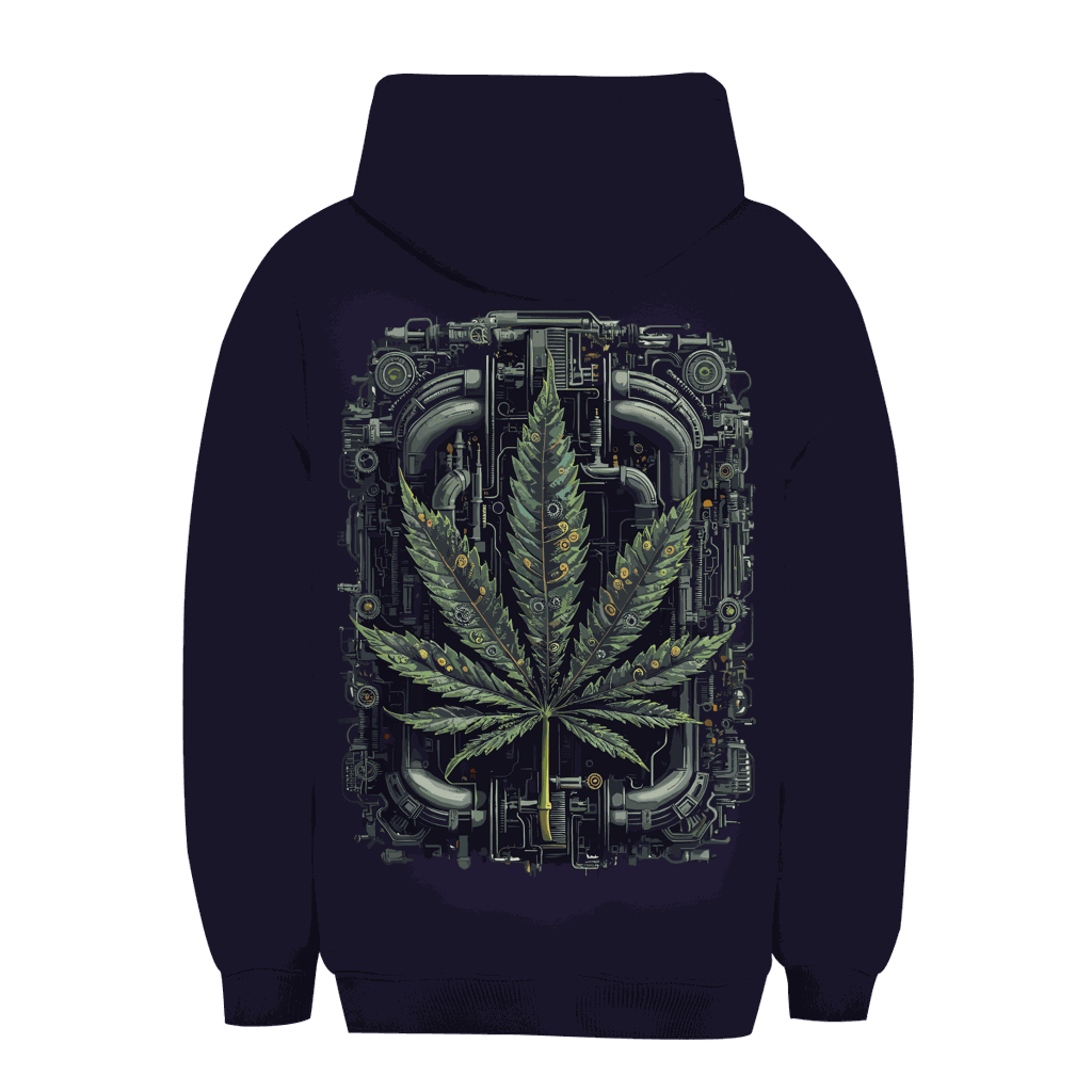 Unisex Oversize Hoodie mit Cyber Art Weed Leaf Motiv und nachhaltiger Baumwolle von Division420