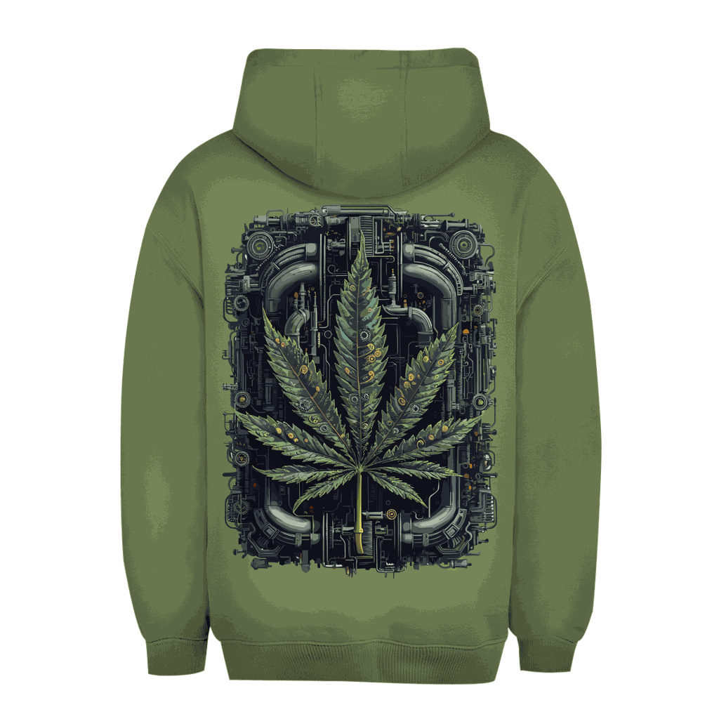 Unisex Oversize Hoodie mit Weed Leaf Cyber Art in Urban Style, bequem und nachhaltig von Division420