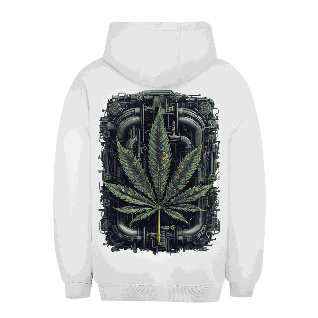 Unisex Oversize Hoodie mit Weed Leaf Cyber Art von Division420, urbaner Style, nachhaltige Baumwolle, gemütlicher Oversize Fit