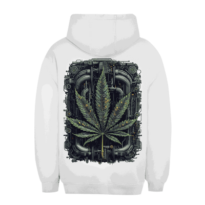 Unisex Oversize Hoodie mit Weed Leaf Cyber Art von Division420, urbaner Style, nachhaltige Baumwolle, gemütlicher Oversize Fit