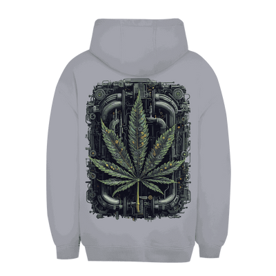 Unisex Oversize Hoodie mit Weed Leaf Cyber Art und Kängurutasche in urbanem Style
