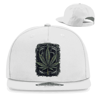Snapback Rapper Cap mit Weed Leaf Cyber Art und flachem Schirm aus Baumwoll-Twill