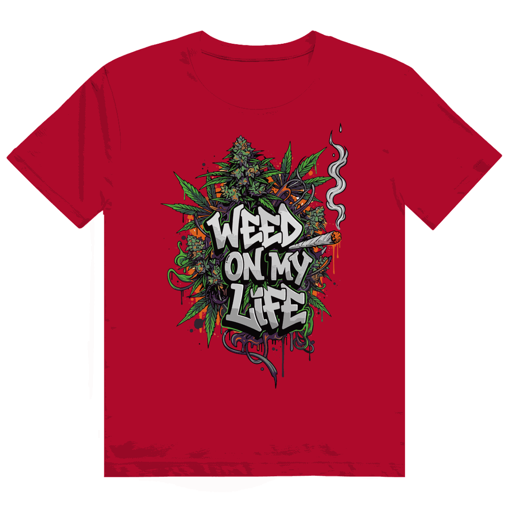 Division420 Heavy Cotton T-Shirt mit Weed on my Life Print in hochwertiger Baumwolle und modernem Tubular Fit