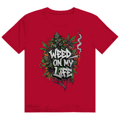 Division420 Heavy Cotton T-Shirt mit Weed on my Life Print in hochwertiger Baumwolle und modernem Tubular Fit