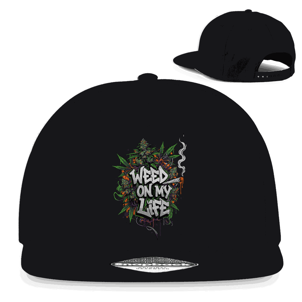 Division420 Snapback Cap Weed on my Life aus Baumwoll-Twill mit flachem Schirm und Retro-Snapbackverschluss