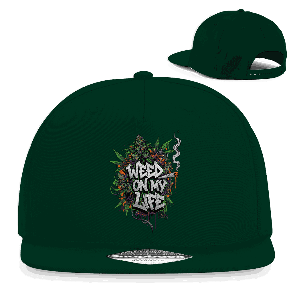 Division420 Snapback Cap Weed on my Life aus Baumwoll-Twill mit flachem Schirm und Retro Snapback-Verschluss