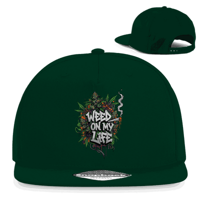 Division420 Snapback Cap Weed on my Life aus Baumwoll-Twill mit flachem Schirm und Retro Snapback-Verschluss