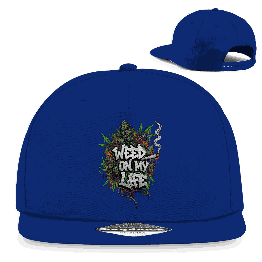 Division420 Snapback Cap Weed on my Life aus Baumwoll-Twill mit flachem Schirm und Retro-Snapback Verschluss