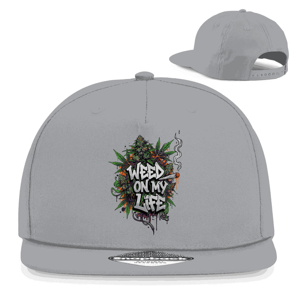 Division420 Snapback Cap Weed on my Life aus Baumwoll-Twill mit flachem Schirm und Retro Snapback-Verschluss