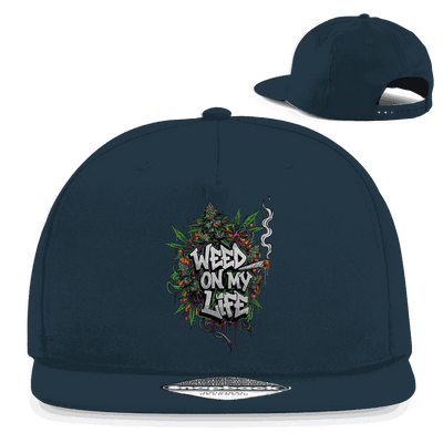 Division420 Snapback Cap "Weed on my Life" aus Baumwoll-Twill mit flachem Schirm und Retro-Snapback-Verschluss