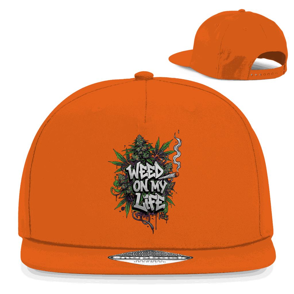 Division420 Snapback Cap - Weed on my Life aus Baumwoll-Twill mit 5-Panel Design und Retro-Snapbackverschluss