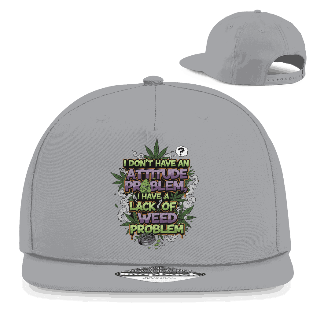 Snapback Rapper Cap Weed Problem in Schwarz mit flachem Schirm und Retro-Snapbackverschluss