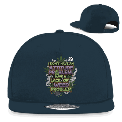 Division420 Snapback Rapper Cap Weed Problem aus 100% Baumwoll-Twill mit flachem Schirm und Retro-Snapbackverschluss