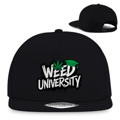 Division420 Snapback Rapper Cap Weed University aus Baumwoll-Twill mit flachem Schirm und Retro Snapbackverschluss