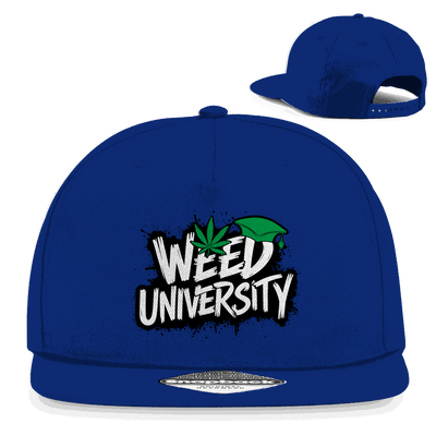 Division420 Snapback Rapper Cap in Weed University Design aus Baumwoll-Twill mit flachem Schirm und verstellbarem Verschluss