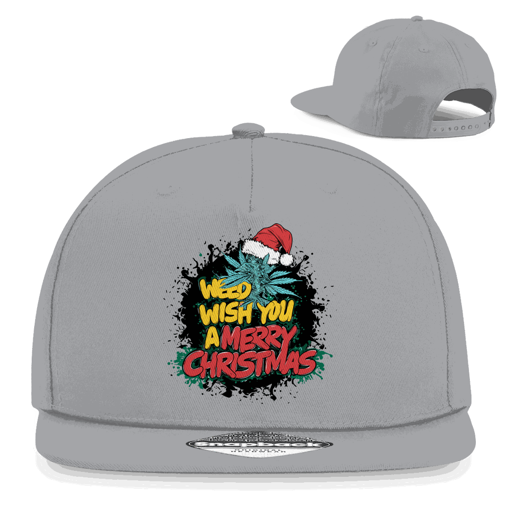 Schwarze Division420 Snapback Cap mit Weed-Motiv und flachem Schirm aus Baumwoll-Twill